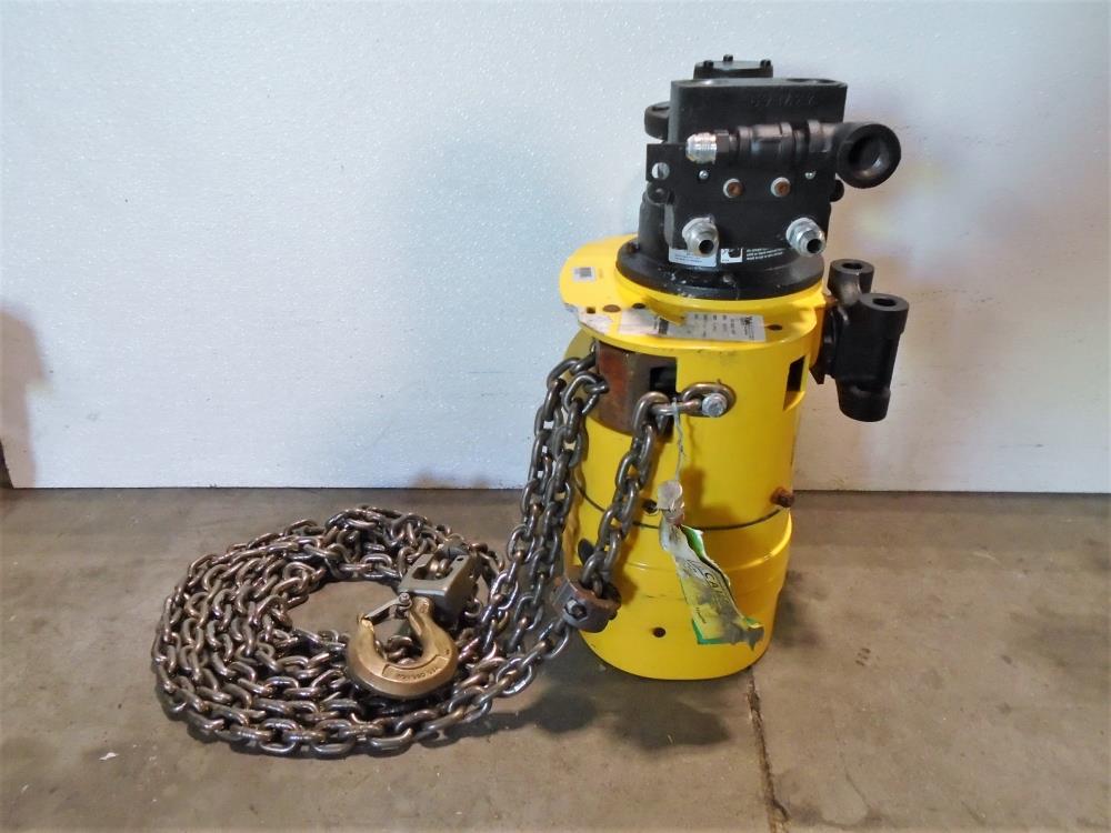 Yale 1/2 Ton Air Chain Hoist KALC5016, Brass Budgit Push Trolleys 905462 & Hose